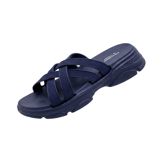 Strappy Wedge Flip Flops for Women Navy-blue