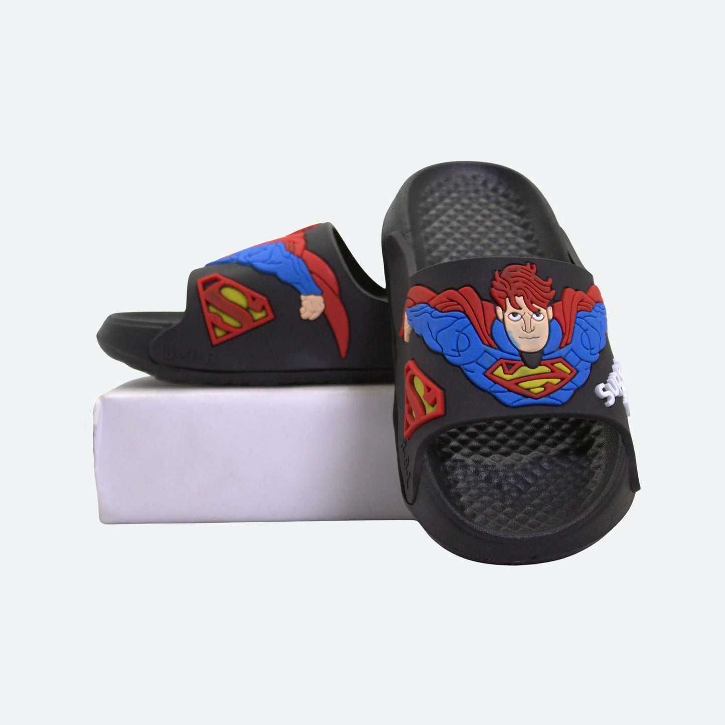 Superman Slide on Slippers - Black