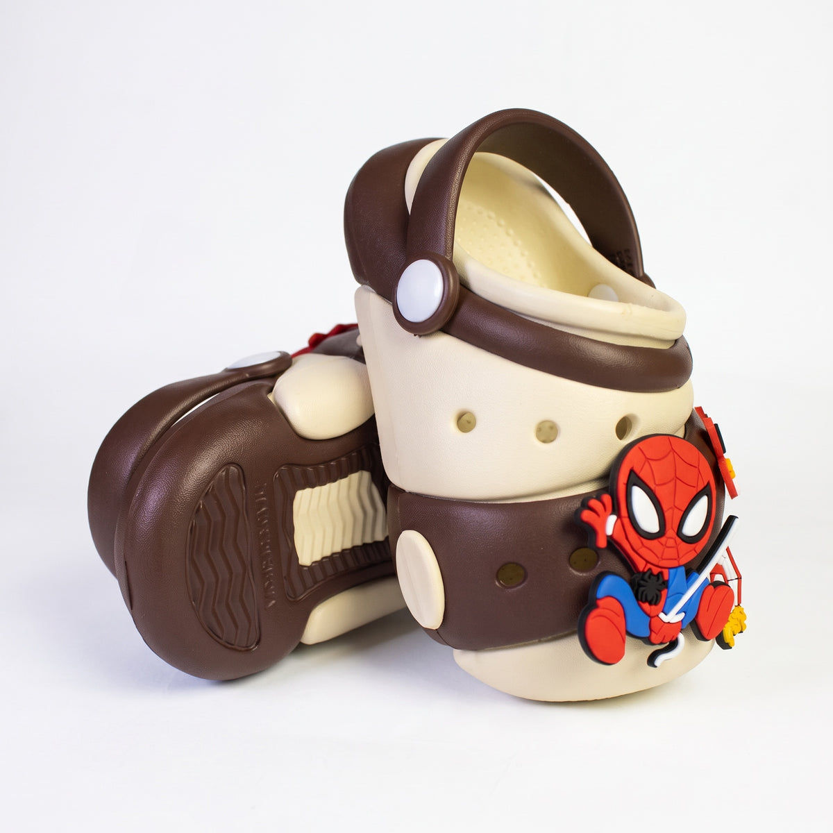 Spider Man Kids Crocs - Cream/Chocolate Brown