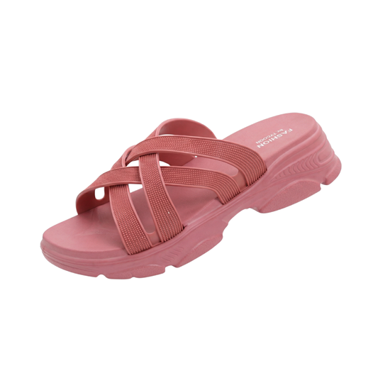 Strappy Wedge Flip Flops for Women pink