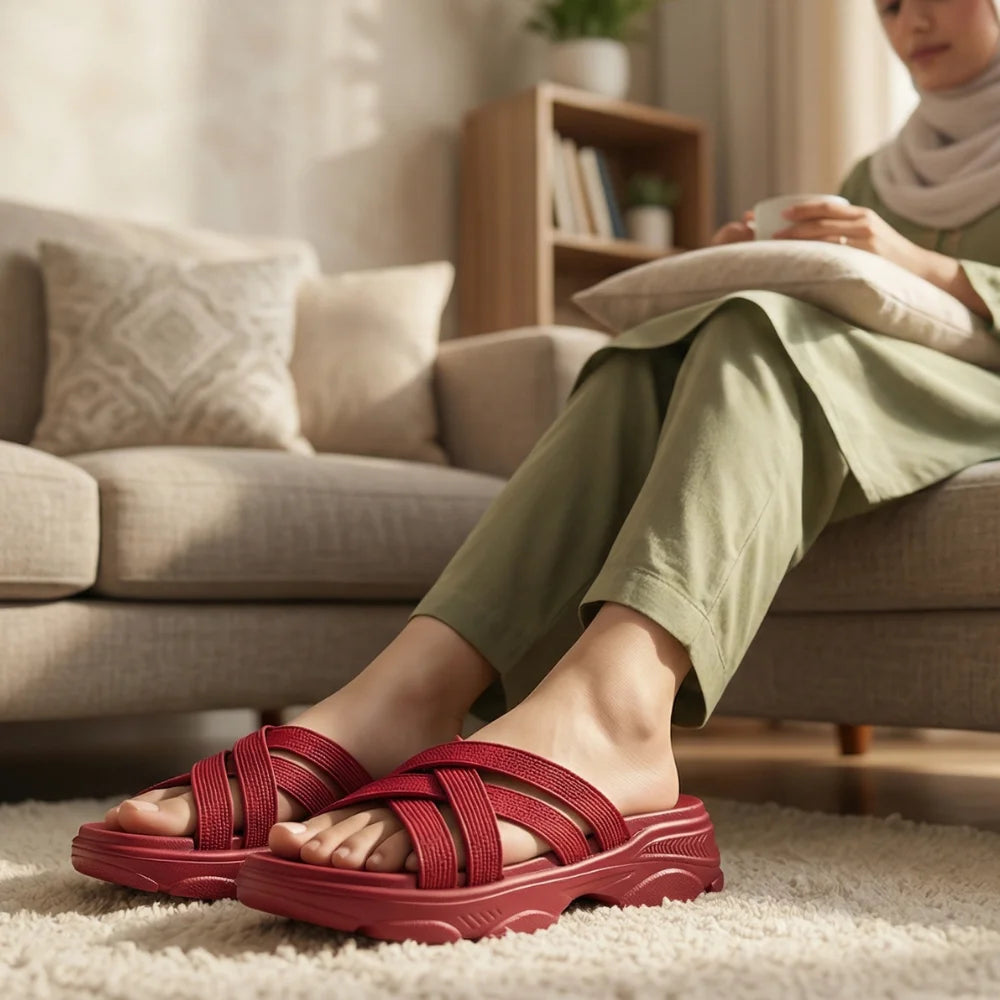 Strappy Wedge Flip Flops for Women