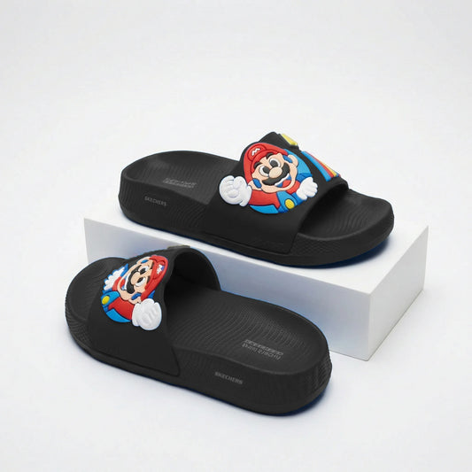 Super Mario Slide on Slippers - Black