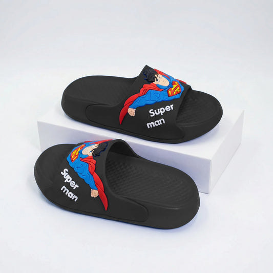 Superman Slide on Slippers - Black